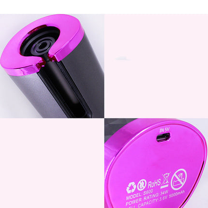 Rechargeable Automatic Hair Curler – Portable Ceramic Curling Iron with LCD Display & Rotating Barrel