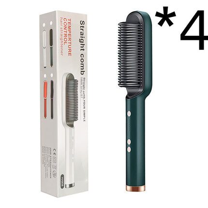 2-in-1 Hair Straightener & Curling Hot Comb – Dual-Purpose Electric Styling Brush with Negative Ion Technology