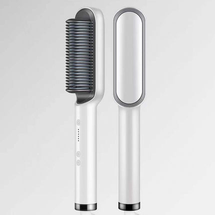 2-in-1 Hair Straightener & Curling Hot Comb – Dual-Purpose Electric Styling Brush with Negative Ion Technology