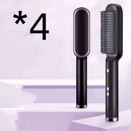 2-in-1 Hair Straightener & Curling Hot Comb – Dual-Purpose Electric Styling Brush with Negative Ion Technology