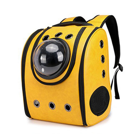 Leather Pet Capsule Backpack – Stylish Carrier for Cats & Dogs