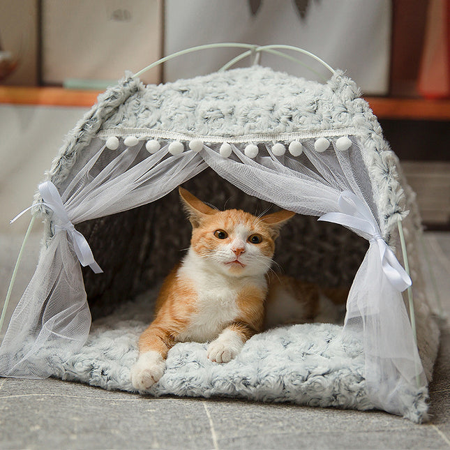 Semi-Enclosed Pet Bed – Cosy Nest for Cats & Small Dogs