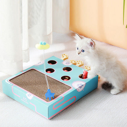 Whack-a-Mole Cat Toy – Interactive Scratch Board & Claw Grinder