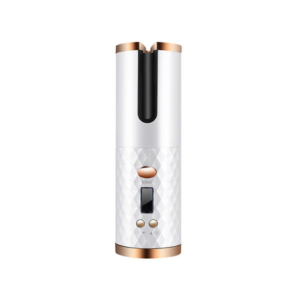 Rechargeable Automatic Hair Curler – Portable Ceramic Curling Iron with LCD Display & Rotating Barrel