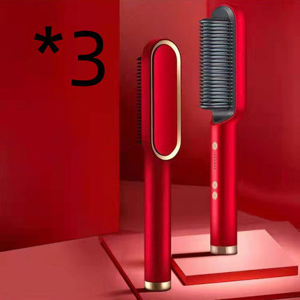 2-in-1 Hair Straightener & Curling Hot Comb – Dual-Purpose Electric Styling Brush with Negative Ion Technology