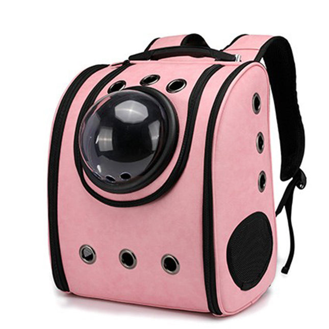 Leather Pet Capsule Backpack – Stylish Carrier for Cats & Dogs