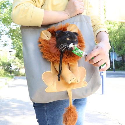 Lion Design Pet Carrier – Soft, Breathable & Travel-Friendly