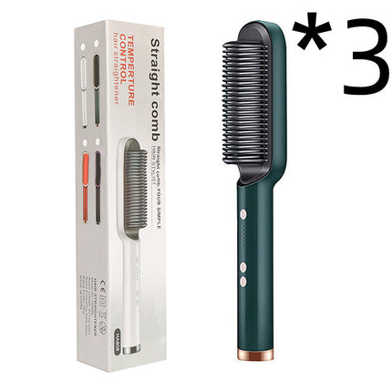 2-in-1 Hair Straightener & Curling Hot Comb – Dual-Purpose Electric Styling Brush with Negative Ion Technology