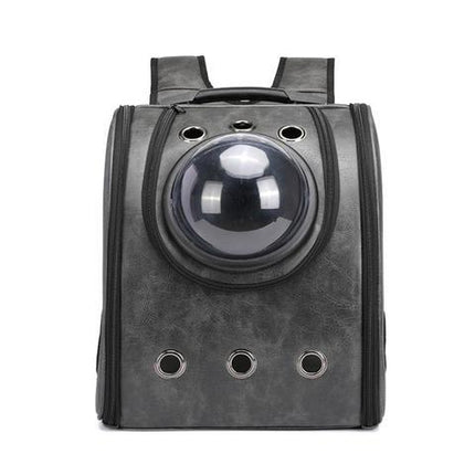 Leather Pet Capsule Backpack – Stylish Carrier for Cats & Dogs