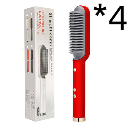 2-in-1 Hair Straightener & Curling Hot Comb – Dual-Purpose Electric Styling Brush with Negative Ion Technology