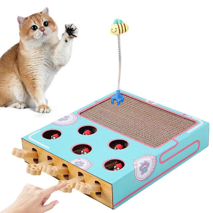 Whack-a-Mole Cat Toy – Interactive Scratch Board & Claw Grinder