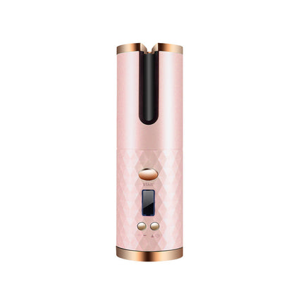 Rechargeable Automatic Hair Curler – Portable Ceramic Curling Iron with LCD Display & Rotating Barrel