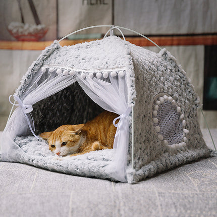 Semi-Enclosed Pet Bed – Cosy Nest for Cats & Small Dogs
