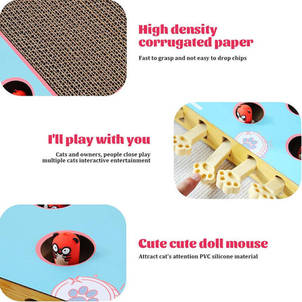 Whack-a-Mole Cat Toy – Interactive Scratch Board & Claw Grinder