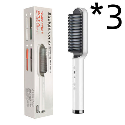 2-in-1 Hair Straightener & Curling Hot Comb – Dual-Purpose Electric Styling Brush with Negative Ion Technology