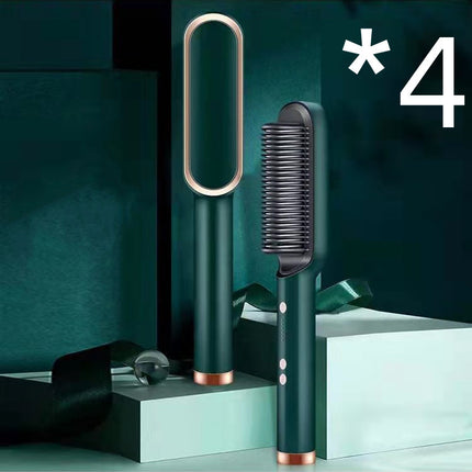 2-in-1 Hair Straightener & Curling Hot Comb – Dual-Purpose Electric Styling Brush with Negative Ion Technology