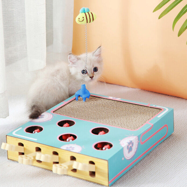 Whack-a-Mole Cat Toy – Interactive Scratch Board & Claw Grinder