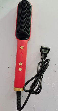 2-in-1 Hair Straightener & Curling Hot Comb – Dual-Purpose Electric Styling Brush with Negative Ion Technology