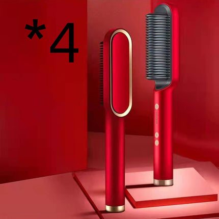 2-in-1 Hair Straightener & Curling Hot Comb – Dual-Purpose Electric Styling Brush with Negative Ion Technology