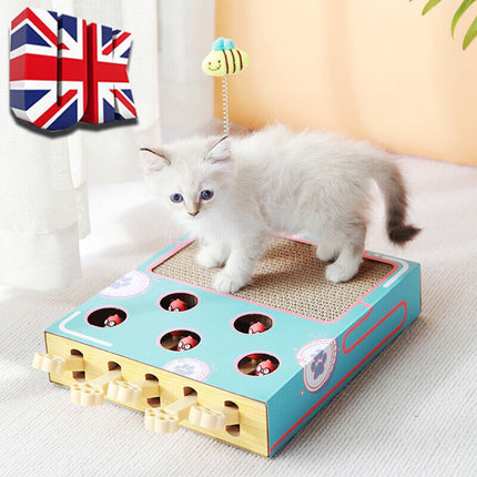 Whack-a-Mole Cat Toy – Interactive Scratch Board & Claw Grinder
