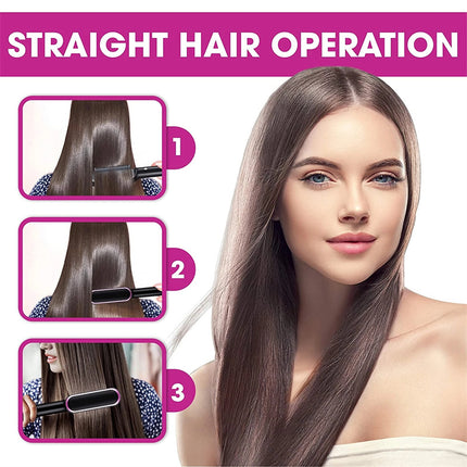 2-in-1 Hair Straightener & Curling Hot Comb – Dual-Purpose Electric Styling Brush with Negative Ion Technology