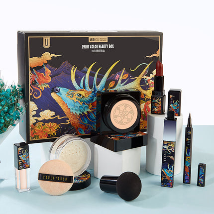 Elk 9-Piece Makeup Set – Includes BB Air Cushion, Face Powder, Lipstick & More | Full Cosmetic Kit for Daily Use