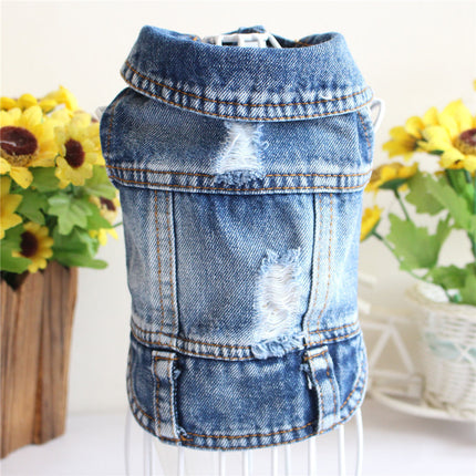 Denim Dog Jacket – Designer Spring Vest for Small Dogs & Cats