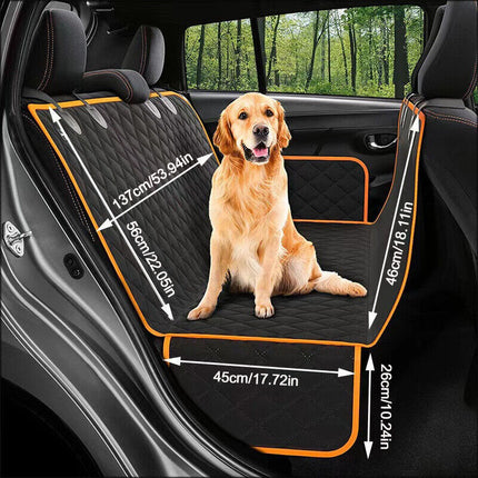 Waterproof Dog Car Seat Cover – Front & Back Hammock with Safety Straps
