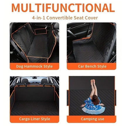 Waterproof Dog Car Seat Cover – Front & Back Hammock with Safety Straps