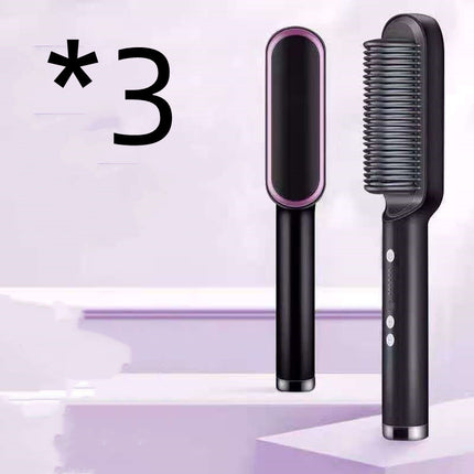 2-in-1 Hair Straightener & Curling Hot Comb – Dual-Purpose Electric Styling Brush with Negative Ion Technology
