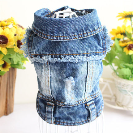 Denim Dog Jacket – Designer Spring Vest for Small Dogs & Cats