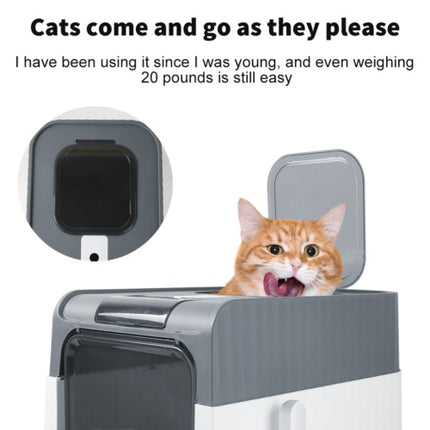 Large Grey Cat Litter Box – Anti-Splash Tray with Pull-Out Drawer
