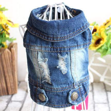 Denim Dog Jacket – Designer Spring Vest for Small Dogs & Cats