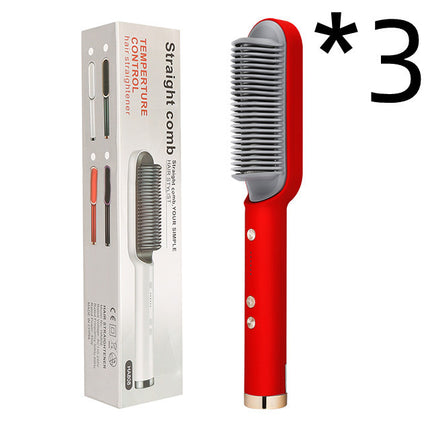 2-in-1 Hair Straightener & Curling Hot Comb – Dual-Purpose Electric Styling Brush with Negative Ion Technology