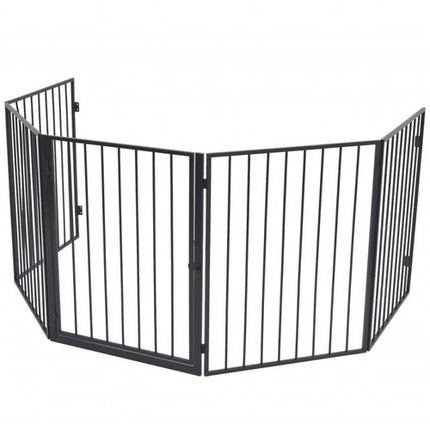 Pet-Safe Steel Fireplace Fence - Durable Black Barrier for Safety and Style