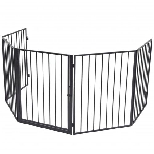 Pet-Safe Steel Fireplace Fence - Durable Black Barrier for Safety and Style