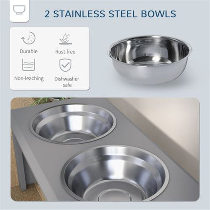 Elevated Stainless Steel Pet Feeder with Non-Slip Bowls - PawHut